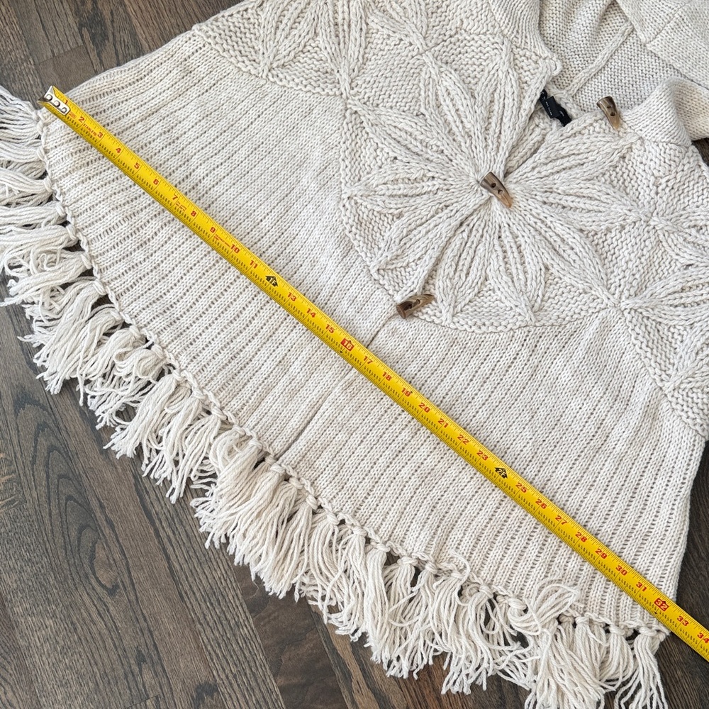 INC International Concepts Hooded 3 Button Wool Cape w Fringe Sun Sz Petite XS-S - Picture 11 of 17